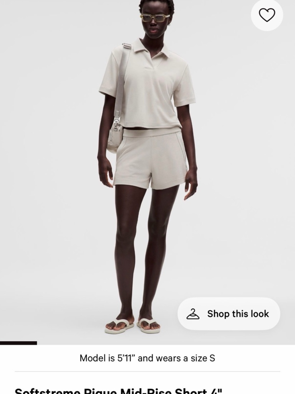 lululemon athletica Cropped Polo Top and shorts set— Cream